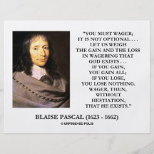 Blaise Pascal-Gewinn-Verlust-Wagering Gott existie Bedruckte Flyer
