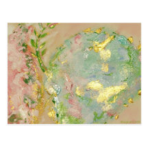Blaß gemalt - Rosa, Gold und blaue Postkarte