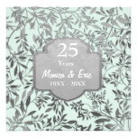 Blätter Silber-des 25. Hochzeits-Jahrestages Individuelle Einladungskarten