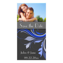 Blau blüht,/Foto "Save the Date " Fotokarte