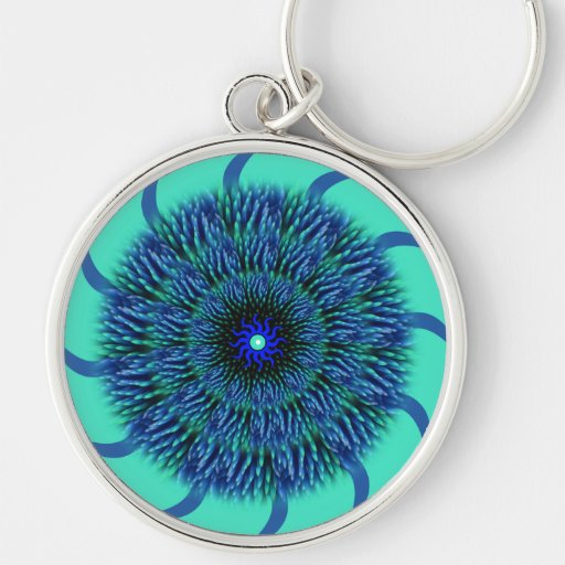 Blau-u. Aqua-Blumemandala-Schlüsselkette Schlüsselanhänger
