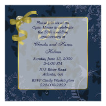 Blau-u. des Gold50. Hochzeitstag-Einladung