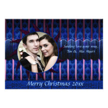 Blau u. Rose Goth Weihnachtsfoto-Karte Personalisierte Ankündigung