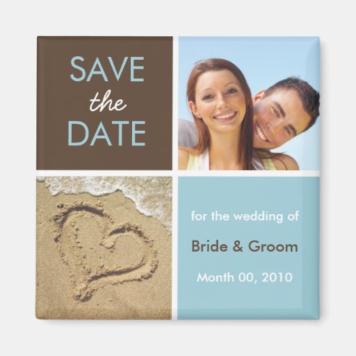 Blau und Foto-Magneten Browns Save the Date