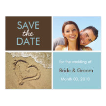 Blau und Foto-Postkarten Browns Save the Date