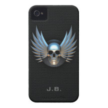 Blau Winged Schädel iPhone 4/4S Fall iPhone 4 Etuis