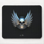 Blau Winged Schädel-Mausunterlage Mousepad