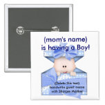 Blaue Baby-Babyparty-Namenstifte Anstecknadelbutton