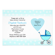 Blaue Babyparty-Einladungs-Wagen-Einladung