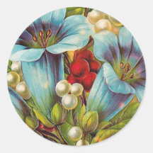 "Blaue Blumen" Vintage Blumen Aufkleber