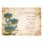 Blaue Blumen-Vintage Hochzeits-Einladungen
