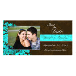 Blaue BlumenSave the Date wedding Fotokarte des Aq