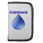 Blaue Buchstaben der Hydroponik mit blauer Tropfen Folio Planer