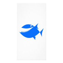 Blaue Cartoon-Fische Foto Karten