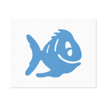 Blaue Cartoon-Fische Galerie Gefaltete Leinwand