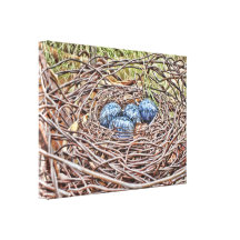 Blaue Eier in Nest eingewickelter Leinwand Galerie Falt Leinwand