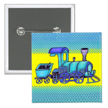 blaue Eisenbahn Anstecknadel