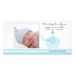 Blaue Elefant-Baby-Geburt Annoucement Individuelle Photo Karte