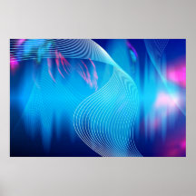 Blaue elektrische Audiowellenform abstrakt Posterdrucke