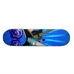 Blaue elektrische Gitarren, Trommeln u. Lautsprech Skateboarddecks