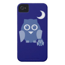 Blaue Eule mit Babyeule Case-Mate iPhone 4 Hülle