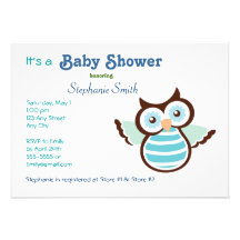 Blaue Eulen-Babyparty Einladungen