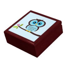 Blaue Eulen-Illustration Modeschmuckschachteln