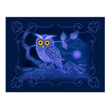 Blaue Eulen-Kunst-Postkarte