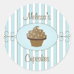 Blaue extravagante kleine Kuchen Runder Aufkleber