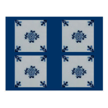 Blaue Fliese klassischer Antiquarian-Delfts - Blum Postkarte