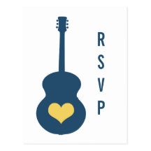 Blaue/gelbe Gitarren-Herz UAWG Postkarte