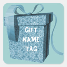 Blaue Geschenkbox-Band-Namensschild-Aufkleber