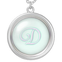 Blaue Glasmonogramm-Halskette - Buchstabe D