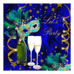 Blaue Goldmaskerade Party-Masken-Champagne Individuelle Einladung