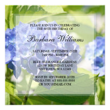 Blaue Hydrangeas-80. Geburtstags-Party Einladungen
