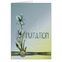 Blaue Iris-Hochzeits-Reihen-Einladung Grußkarte