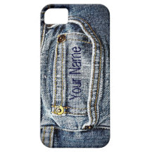 Blaue Jean-Denim-Tasche - addieren Sie Ihren Namen iPhone 5 Schutzhülle