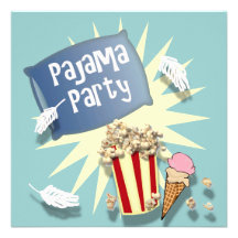 Blaue Jungensleepover-Pyjama-Party Einladung