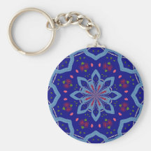 Blaue Kaleido Art Schlüsselbänder