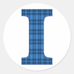 Blaue karierte Initiale I Stickers