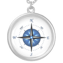 Blaue Kompass-Rose Amulett