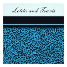 Blaue Leopard-Hochzeits-Einladung