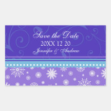 Blaue lila Save the Date Winter-Hochzeits-Aufklebe