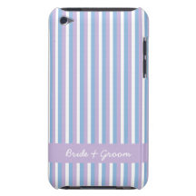 Blaue lila weiße Streifen lila Barely There iPod Hüllen
