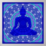 Blaue Medizin Buddha mit bunter Mandala poster