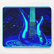 Blaue Neongitarre Mousepads