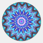 Blaue NeonSternexplosion Runder Sticker