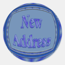 blaue neue Adresse Runde Sticker