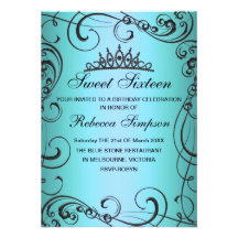 Blaue Prinzessin Sweet 16 Geburtstags-Einladung