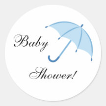 Blaue Regenschirm-Babyparty-Umschlagaufkleber